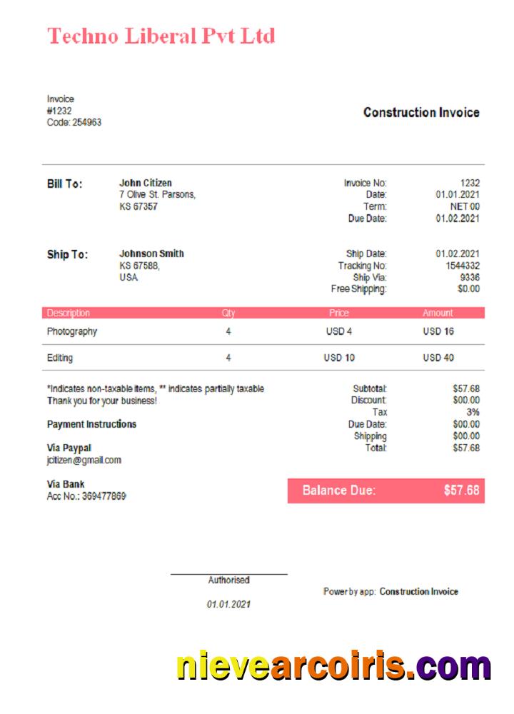 USA Techno Liberal Pvt Ltd invoice